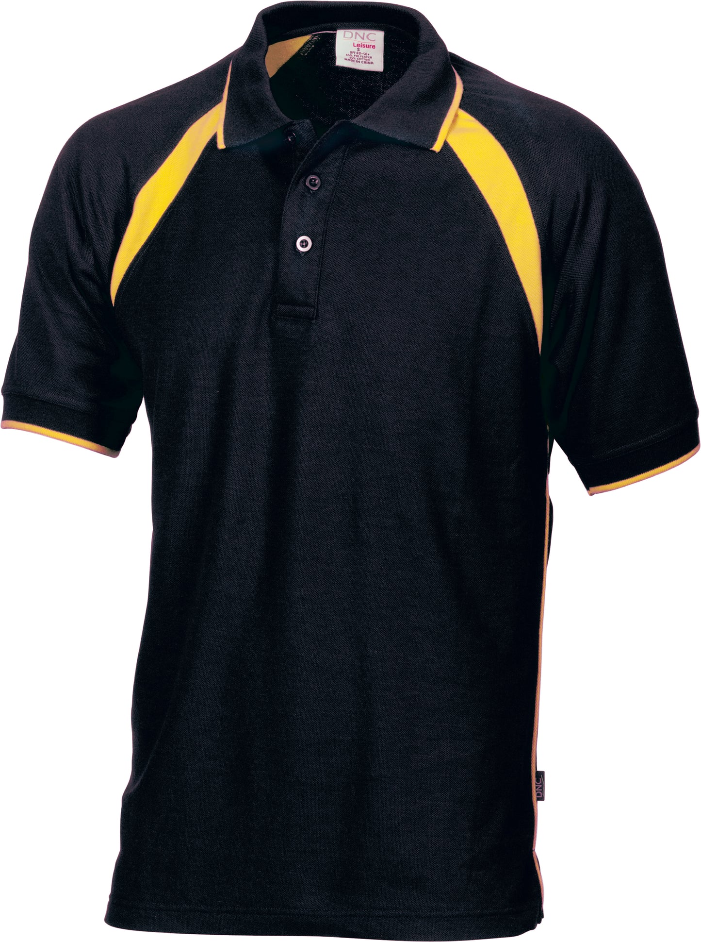 Mens Poly/Cotton Contrast Raglan Panel Polo - Green/Gold