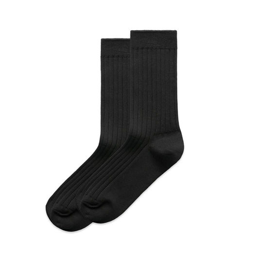 WOS RIB SOCKS (2PK) BLACK ONE SIZE