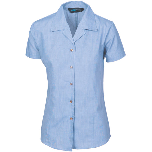 Ladies Revere Collar Mini (Check) Houndstooth B.Shirt - Short Sleeve