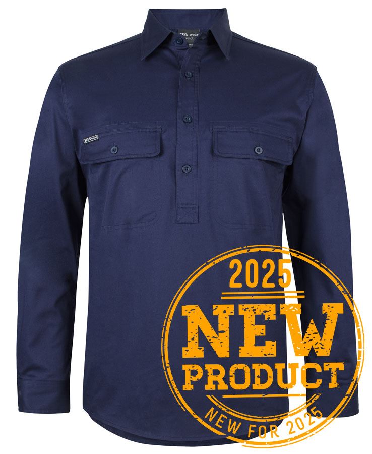 JB's L/S 150G STRETCH CLOSE FRONT WORK SHIRT