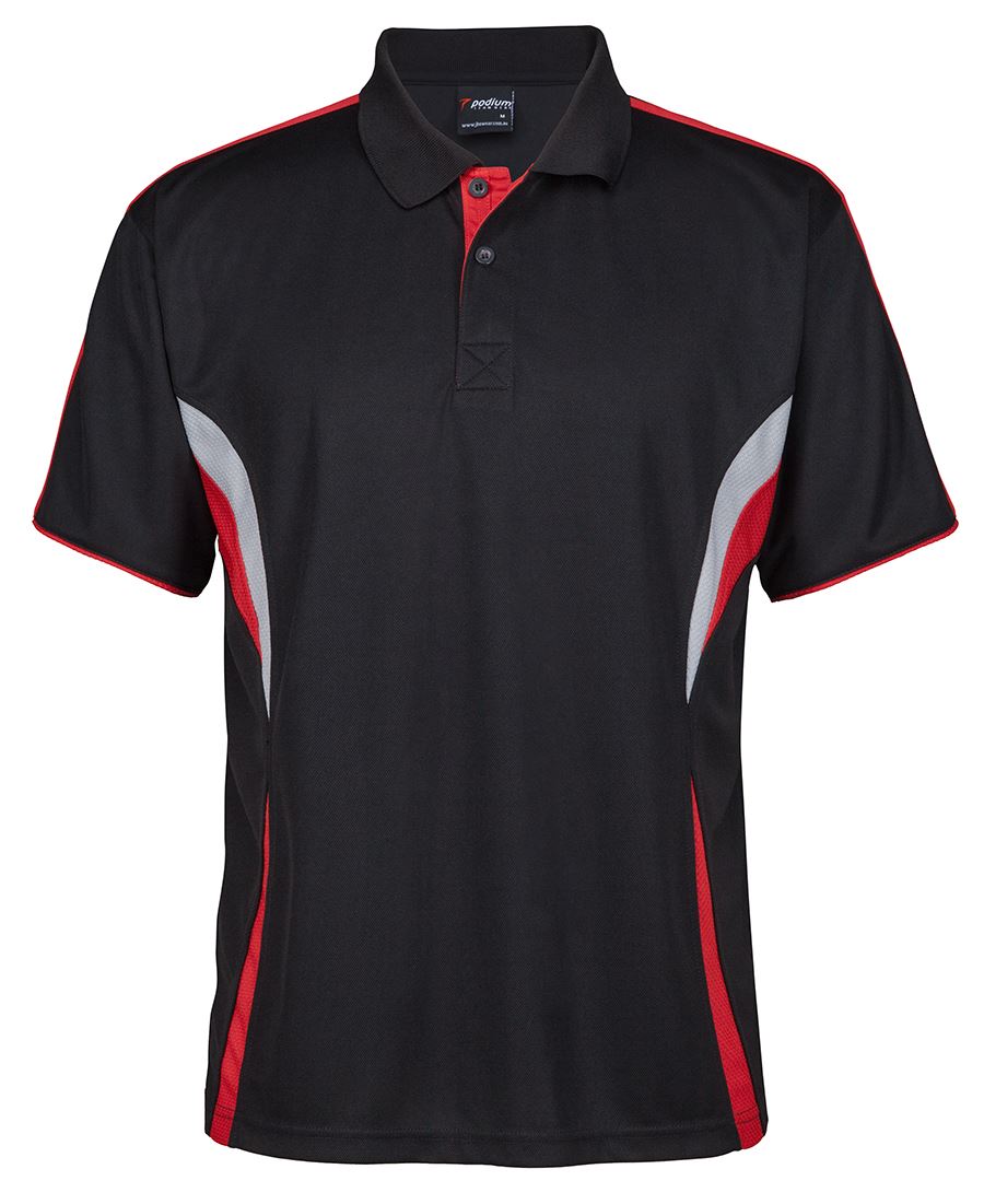PODIUM COOL POLO - Black/Aqua/Grey
