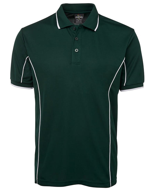 PODIUM S/S PIPING POLO - Navy/Green
