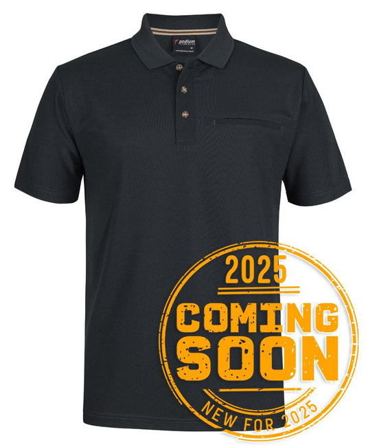 PODIUM S/S RECYCLED POLYESTER POCKET POLO