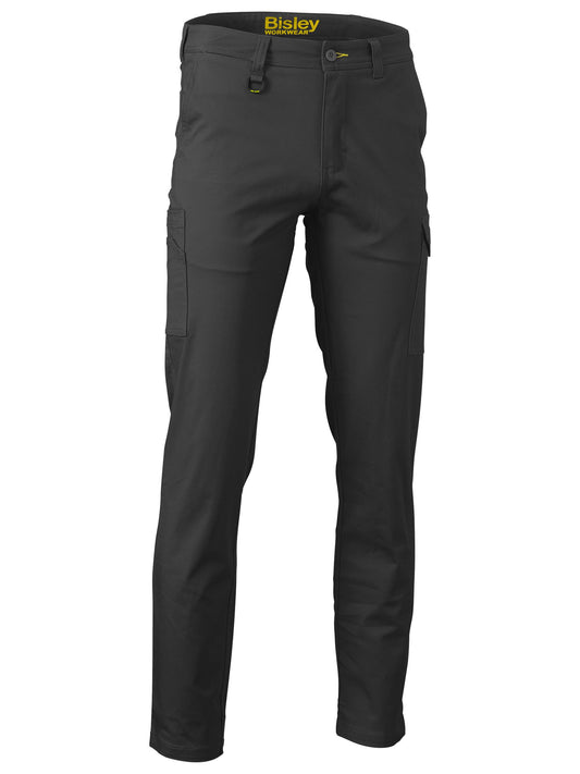 Stretch Cotton Drill Cargo Pants - White