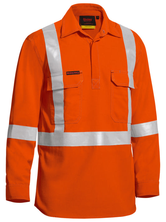 TenCate Tecasafe® Plus Taped hi Vis Closed Front Lightweight FR Shirt - Long Sleeve