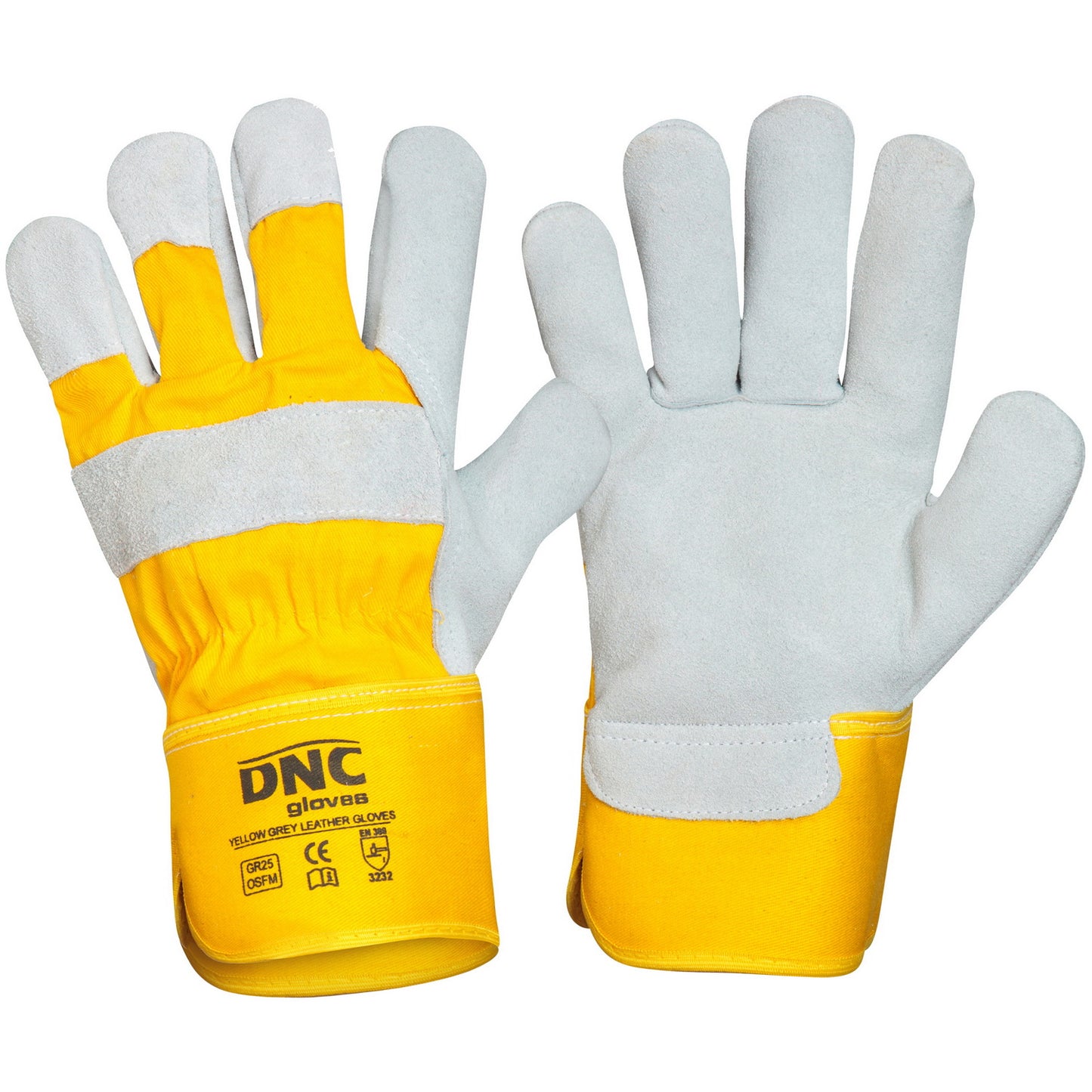 Yellow Premium Grey Leather Glove