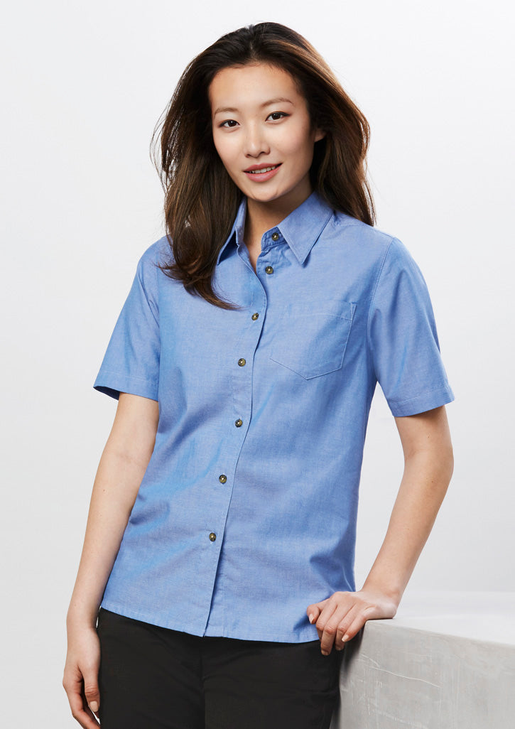 Womens Chambray Short Sleeve Shirt